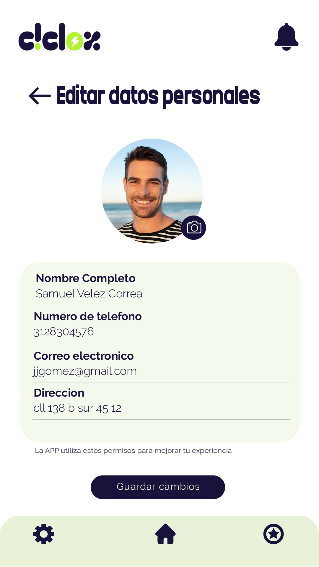 editar datos personales